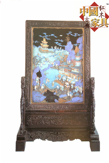 5、紫檀嵌牙點(diǎn)翠群仙祝壽插屏