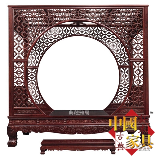 4 檀香紫檀如意云紋雙月洞架子床